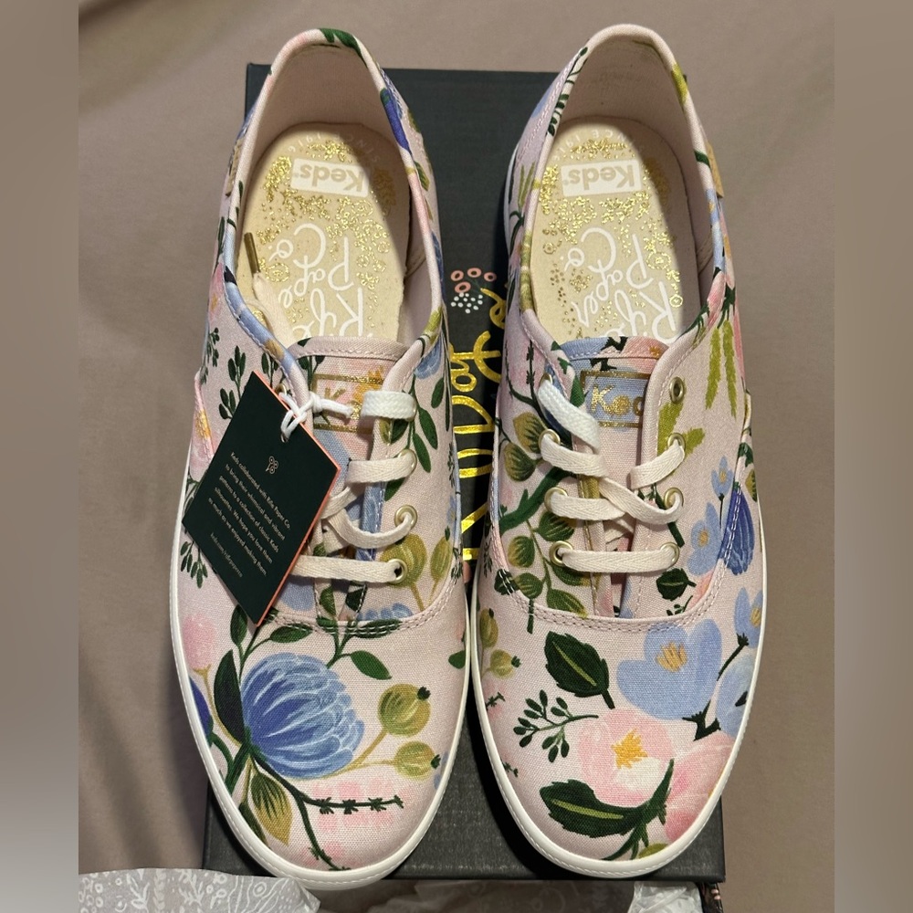 Keds tennis shoes collaboration with Rifle Paper Co